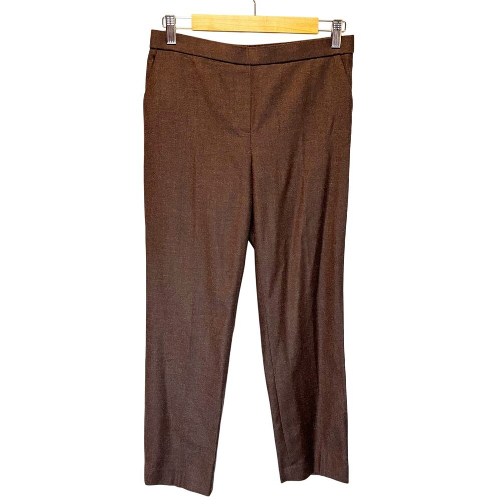Theory Brown Pull-On Straight Leg Virgin Wool Cropped Pants - size 4